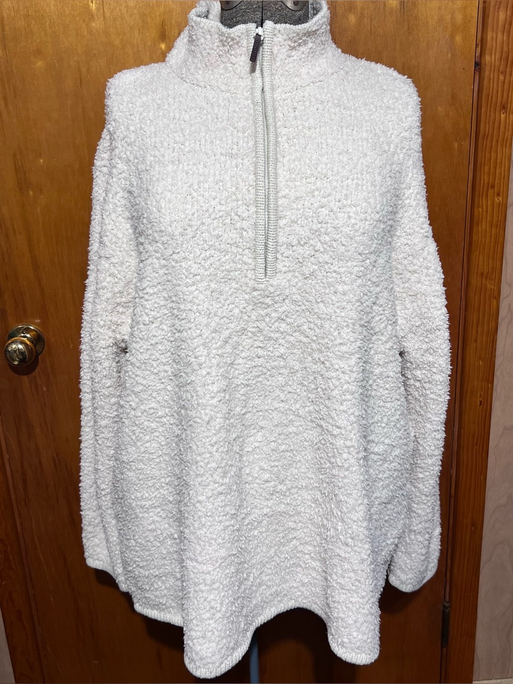 Natural Reflections 1/4 Zip Sherpa Pullover Like New Size 1X Cream Color